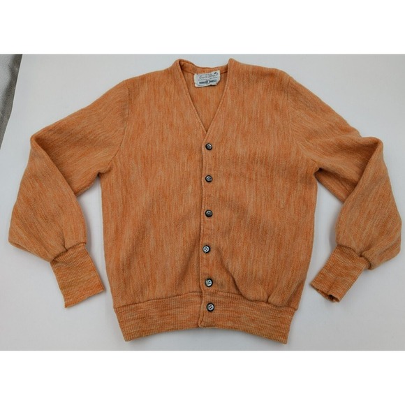 Robert Bruce Arnold Palmer Cardigan Orange Sweater Small‎ Alpaca Wool Grunge - Picture 1 of 8